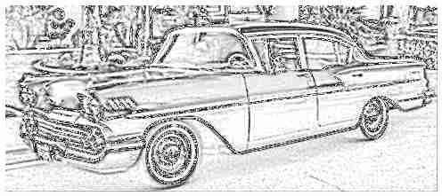 1958 Chevy Belaire - My first car was purchased on auction in 1969. Later that same year I received my learners permit and starting using this car to drive to school with. This image is one of many sketches.