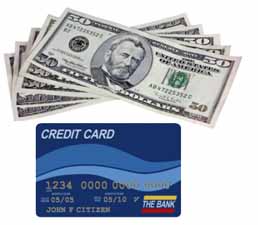 credit card - Credit or debit card and cash