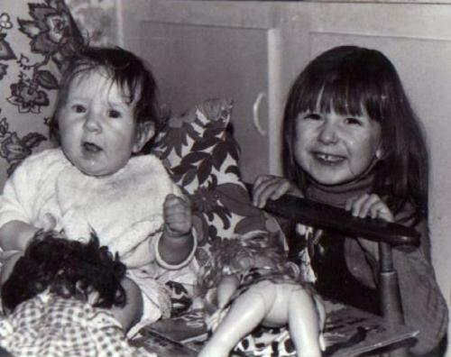 My daughters in 1974 - Helen and Yvonne aged 3 and six months 1974