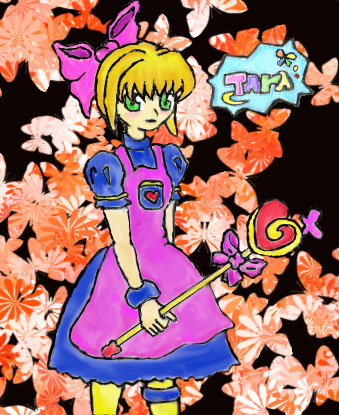 Tara - I love making OC/original character and this one I took a picture then colored it in photoshop. I named her Tara because in our language it means 'Let's Go' which makes me feel that we should move along because not moving at all is not our purpose for being created. Is she cute? I was inspired by Cardcaptor sakura by that time.