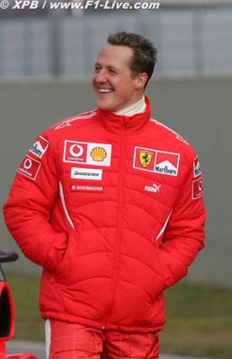 Schumi with his ferrari