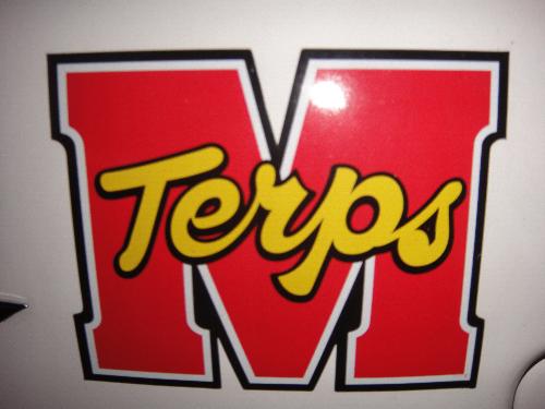 My College - The picture is a tag given to me by University of Maryland, College Park. I'm going there at the end of this summer. I put it on the back of my car and haven't taken it off since. Sometimes I'm proud of having it there because it is a very competitive school and offer great programs that I want to study. However I'm also a little nervous at the thought of starting college because it will be very different from what I learn in high school.