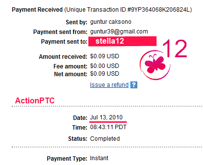 ActionPTC Payment Proof - My first from actionptc.com If you join add stella12 as referrer please :D :)
