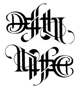 Example of Ambigram Tattoo - An ambigram is a typographical design or artform that may be read as one or more words not only in its form as presented, but also from another viewpoint, direction, or orientation.