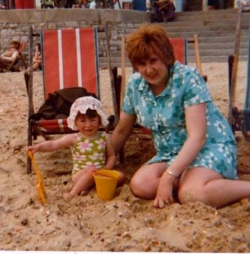 Me and my daughter 37 years ago - A young me on the beach at Cliftonville with my eldest daughter!!