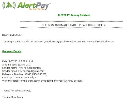 this payment proof is much clear - payment from club asteria