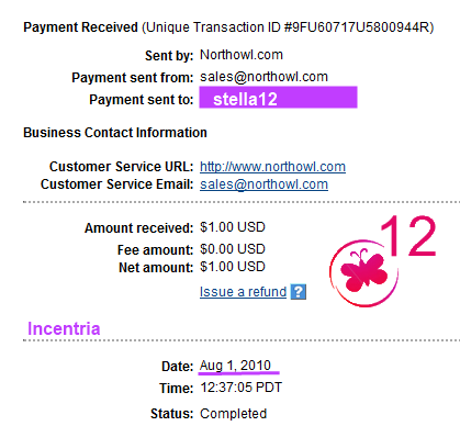 Incentria Payment Proof - My first payment from incentria  http://www.incentria.com/index.php?ref=stella12
