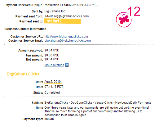 Big Kahuna Clicks Payment Proof - Another payment!! :D