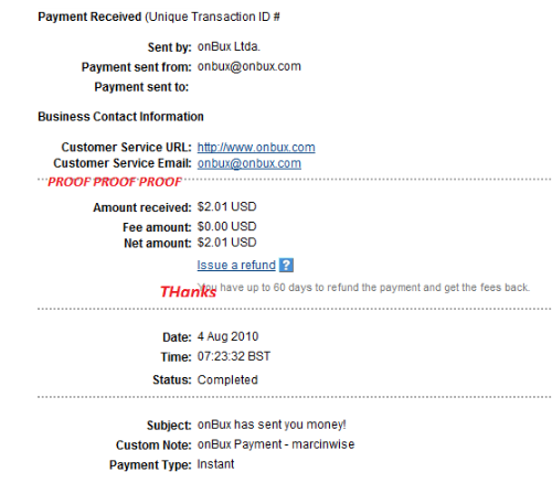 onbux payment proof - My first payment proof from onbux. Paying instant .