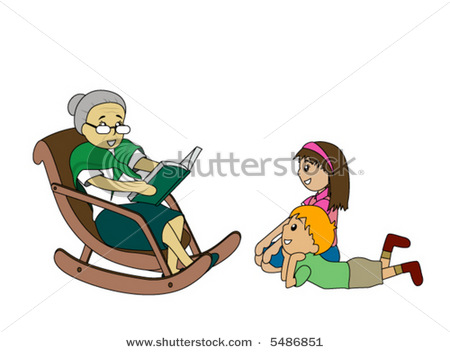 Grand mother/grand children - Telling stories is becoming rare these days.