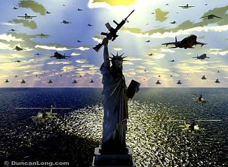 Statue of Liberty - with tons and tons of air-craft