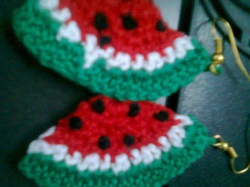 crochet earrings... - its the crochet watermelon earrings that I created...