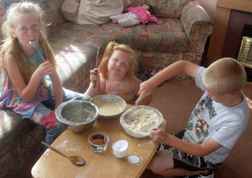 Licking the bowls - The best part for the kids, licking out the bowls!!