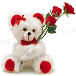 Teddy Bear - I like Teddy Bear very much and I also like red rose. My favorite color is red. So, I was very much impressed by this picture.