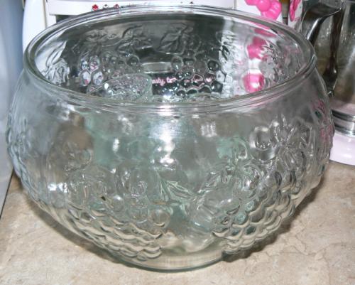 my new punchbowl - This is my new punchbowl set. I know you can get punch bowls for about $10 at wal-mart but this one I got free. It has a tiny ship on the glass at the top but is still fully functional.