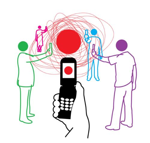 Citizen Journalism - People figures holding smart phones