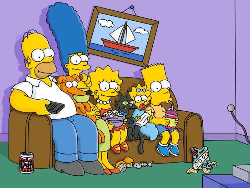 Simpson family  - Simpson family on sofa, homer