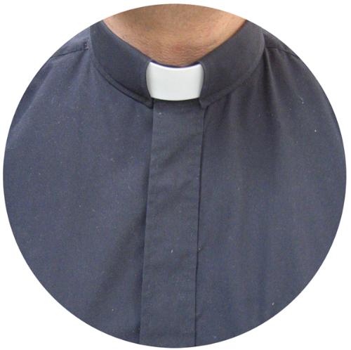 Priest - This is the photo of the common attire of a priest. In the collar it is closed with a white head band.