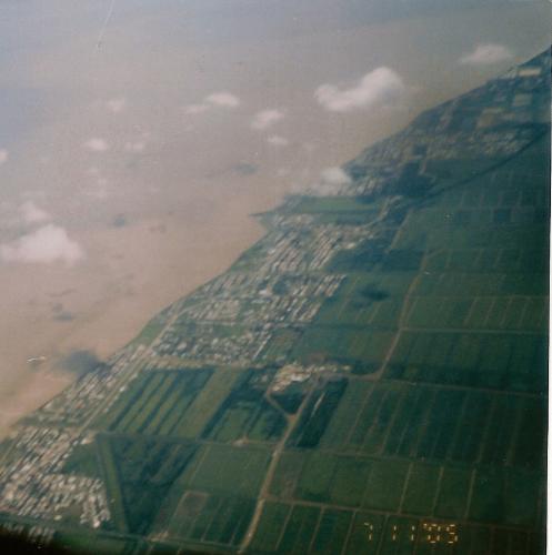 Flying over the coastland of Guyana. - This is a strip of coast land of Guyana, that could be seen from the shortly after leaving the airport.