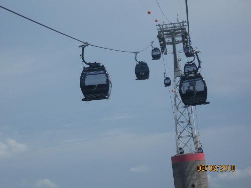 cable car ride - a line of cable cars up there