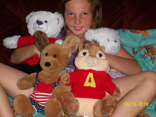 my daughter with all her build a bears - My daughter with all her build a bears.
