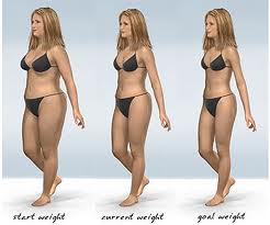Before and After - 3d image of a woman loosing weight