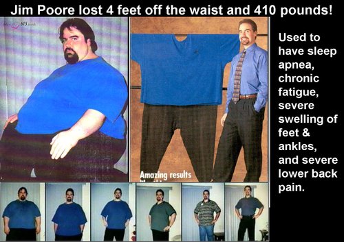 Jim Poore - Herbalife's biggest weight loser.  Lost 400+ pounds.  check our website: www.perfectdiet.multiply.com