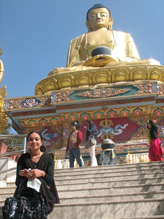 Beautifully - Lord Buddha - This is the beautiful statue of Lord Buddha located in Swyambhu Kathmandu (Nepal). The shiny Golden colour and grand size is visible from almost all the heights of Kathmandu city. Buddhism has always been so amazing. This is one of the best Buddha image. The visitors around the world love to come to this place and enjoy its serenity.