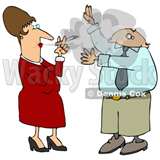 rude smoker - a women smoking and blowing smoke in a man's face--man couchs