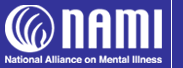 NAMI logo - National Alliance on Mental Illness logo-blue with white letters
