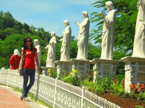 me in red - Visiting Our Lady of Manaoag!