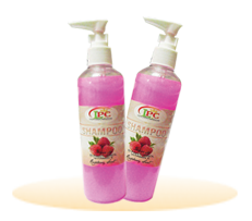 SHAMPOO (Raspberry Scent 250 ml)  - Components: raspberry oil extract, D-Panthenol and Vitamin-E Uses: to moisturize your damaged hair and reduces hair fall