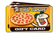 Little Caesar's Pizza logo on a gift card - Little Caesar's Pizza logo on an orange gift card