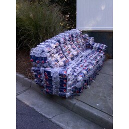 Redneck Recycling - Residents of a local apartment complex found a great use for their empty Pepsi bottles - they made a sofa.
