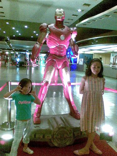 Ironman's Angel - This photo was taken when our family watch the movie iron man. My children like it and they requested to have pictures with the replica of the superhero at the movie house.
