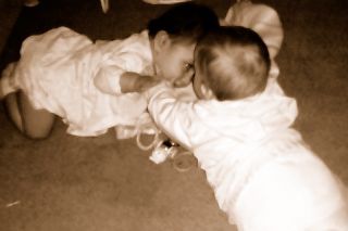 babies - Emily and Logan are cousins. Around a month apart.