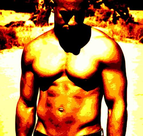 my physique cartoon-contrast edited pix - turning red