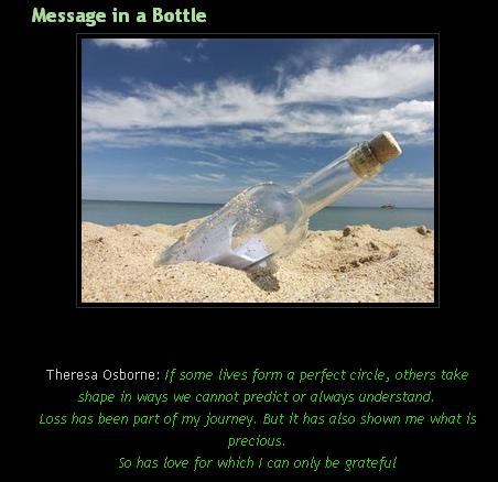 message in a bottle - This is based from the movie, 'Message in a Bottle'. I would like to share this qoute from Theresa Osborne. I can actually relate to this quote.