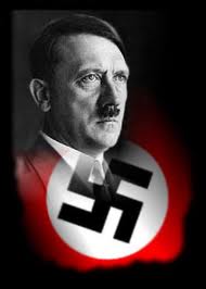 Hitler - This picture shows the image of the Nazi leader Adolf Hitler with his flag symbol. 