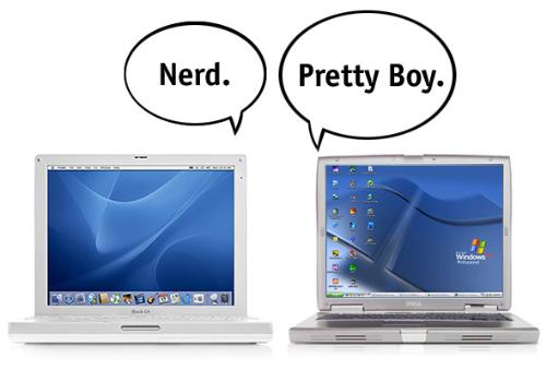 Mac VS PC - This is a representation of a Mac on the left, and a PC on the right.