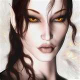 Dragon eyes - The lady have this beautiful dragon eyes, with her ears not like our ears, she has elongated ears like the avatar in movies.^_^