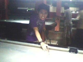 billiard - i play billiard together with my friends. my friend took me that pic