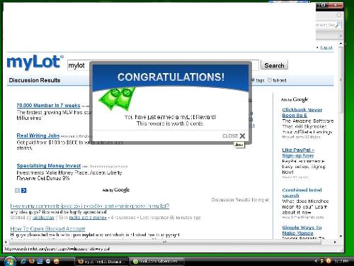 ' You have just earned a myLot reward! This reward - I was using search engine.. And this pops to my screen.