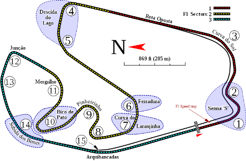 Interlagos track map - The track map of the Autodromo Jose Carlos Pace, in Interlagos.
