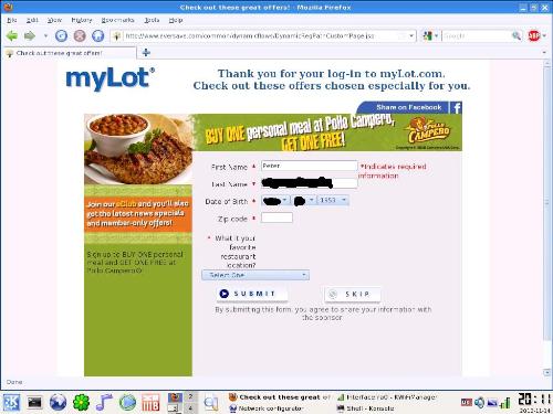 Screenshot - Mylot crap offer asking for your zipcode. Screenshot - Mylot crap offer asking for your zipcode.
