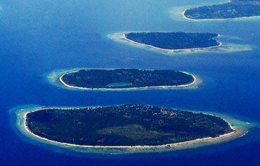 gili isaland - it s in lombok with beaitiful views around them.
