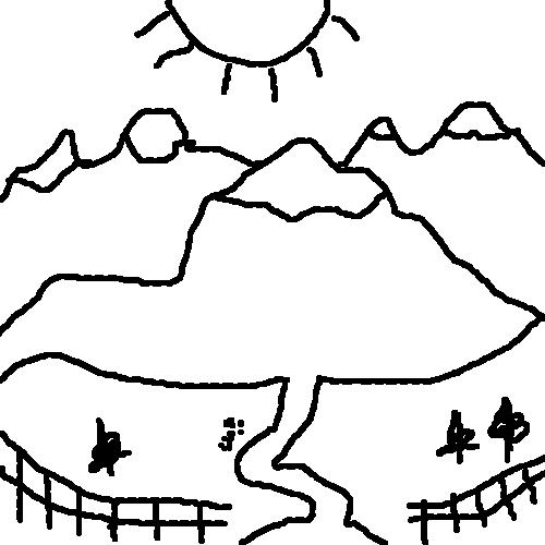 Digital Drawing - This is another digital drawing that I did to depict another mountain scene. I use a mouse to do my drawings so please forgive the way it looks.