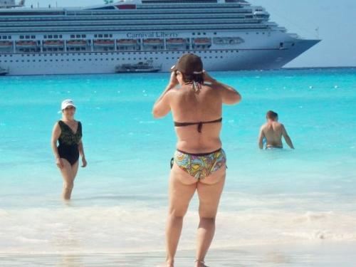 Is this hot to you? - Lady at Half Moon Cay, Bahamas