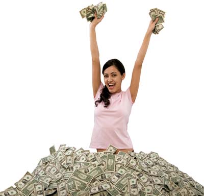 girl in the middle of so much money^^ - girl so happy surrounded by money^^