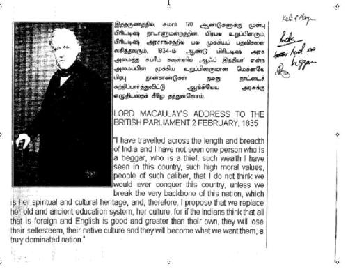 Pic - Lord Macaulay&#039;s opinion about India